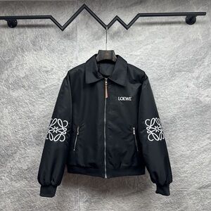 Loewe Black Bomber Jacket with White Embroidery